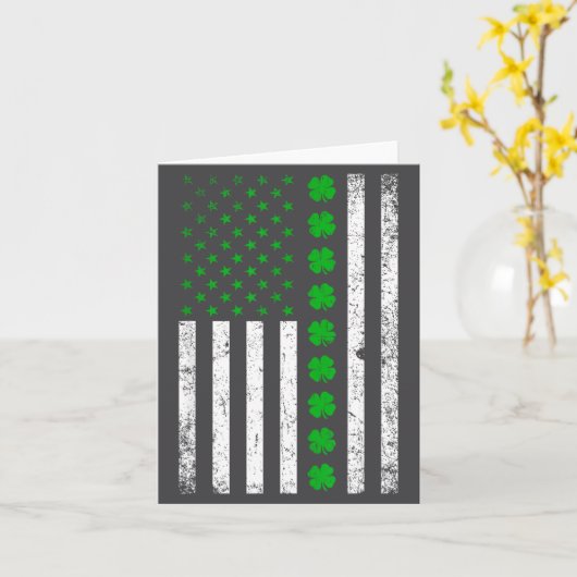 Irish American Flag St. Patrick's Day Shamrock カード (黄色い花)