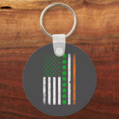 Irish American Flag St. Patrick's Day Shamrock  キーホルダー (正面)