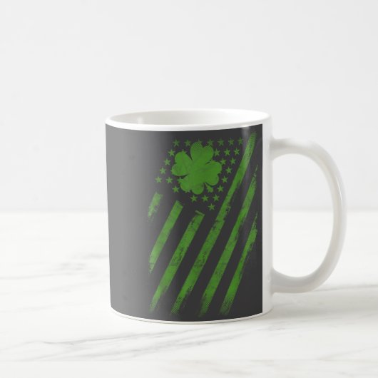 Irish American Flag With Shamrock Luck St Patrick' コーヒーマグカップ (右)