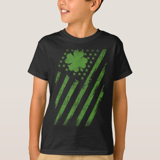 Irish American Flag With Shamrock Luck St Patrick' Tシャツ (正面)