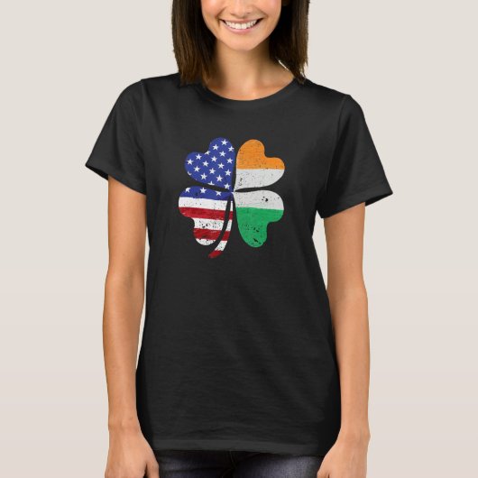 Irish American Ireland Flag ST PATRICKS DAY Lucky  Tシャツ (正面)
