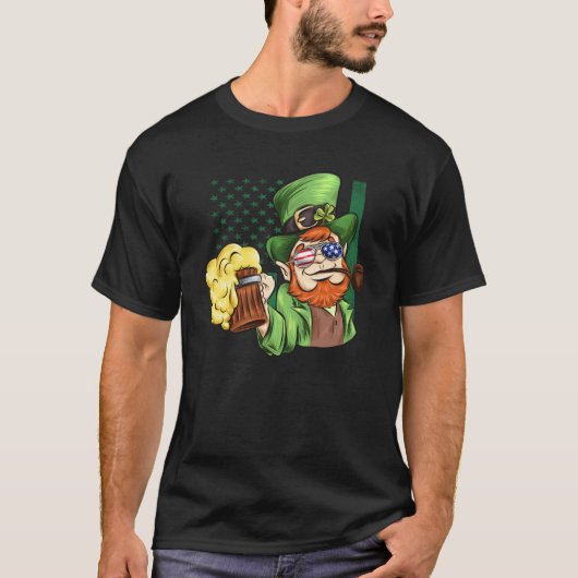 Irish American Patriotic Murica  leprechaun Tシャツ (正面)