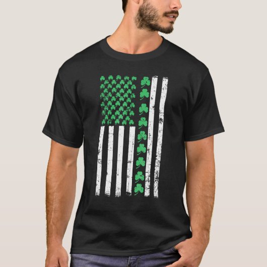 Irish American Shamrock Flag St Patricks Paddy Pat Tシャツ (正面)