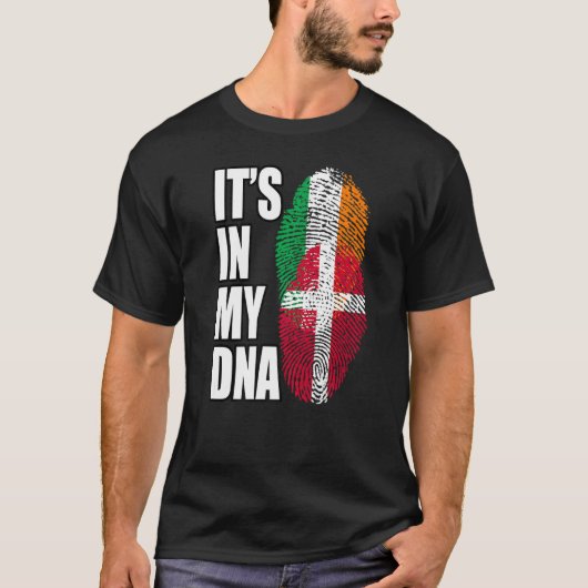 Irish And Danish DNA Flag Heritage Tシャツ (正面)