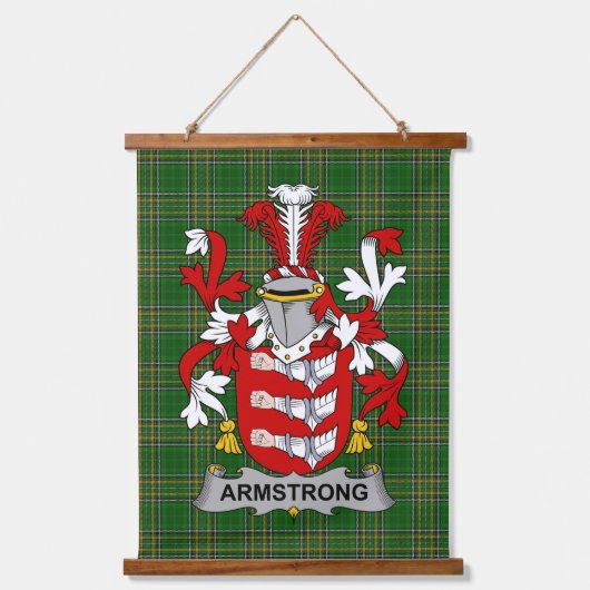 Irish Armstrong Coat of Arms Family Crest 吊り下げ型タペストリー (正面)