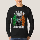 Irish Attitude  Cat Sunglasses Ireland Flag Tシャツ (正面)