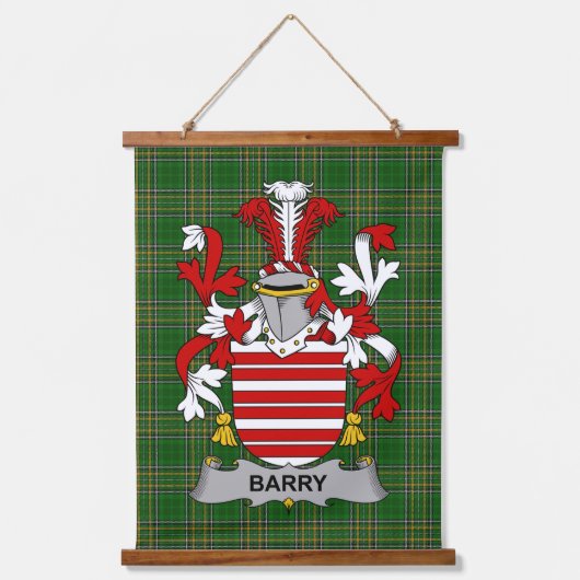 Irish Barry Coat of Arms Family Crest 吊り下げ型タペストリー (正面)