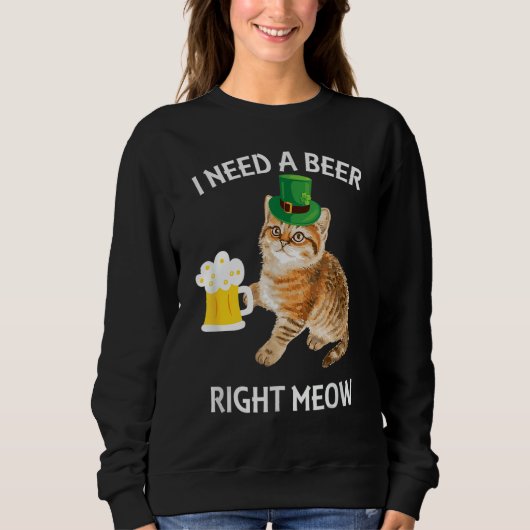 Irish Beer Cat TShirt St Patricks Day Drinking スウェットシャツ (正面)
