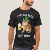 Irish Beer Cat TShirt St Patricks Day Drinking Tシャツ (正面)