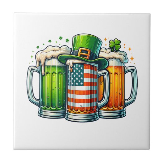 Irish Beer Ireland St Patricks Day Drinking Party タイル (正面)