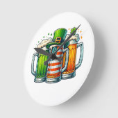 Irish Beer Ireland St Patricks Day Drinking Party ラウンド壁時計 (傾斜)