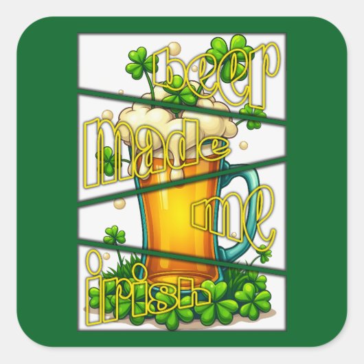 Irish Beer Mug St Patrick’s Day Shirt Autocolante スクエアシール (正面)