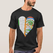 Irish Belizean Flag Heart Tシャツ (正面)
