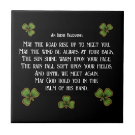 Irish Blessing and Shamrocks Black and Green タイル