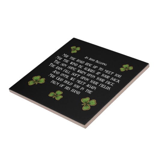 Irish Blessing and Shamrocks Black and Green タイル (側面)
