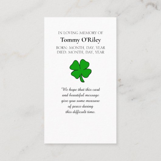 Irish Blessing Blue Purple Green Orange Prayer 名刺 (裏面)