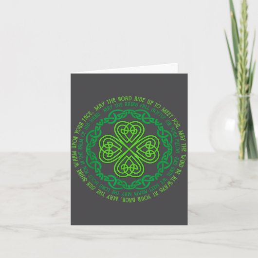 Irish Blessing Celtic Knot &amp; 4-leaf Clover Luc カード (正面)