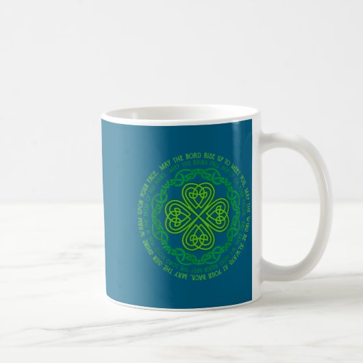 Irish Blessing Celtic Knot &amp; 4-leaf Clover Luc コーヒーマグカップ (右)