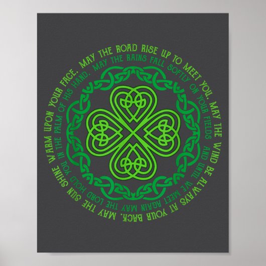 Irish Blessing Celtic Knot & 4-leaf Clover Luc ポスター (正面)