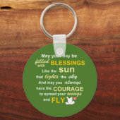 Irish Blessing for Courage - Typography in Green キーホルダー (正面)