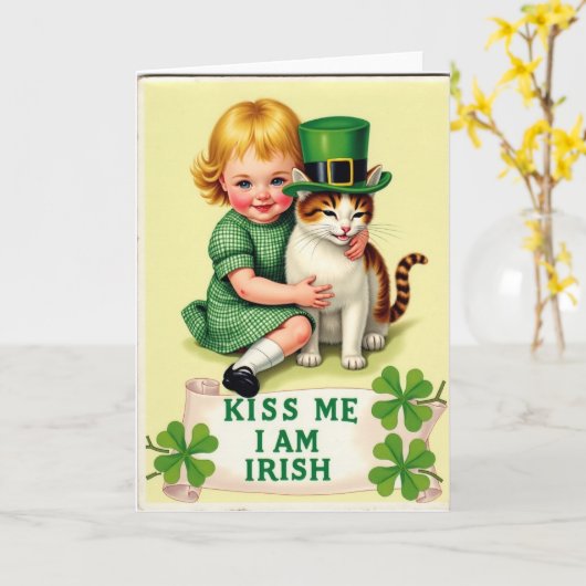 Irish Blessing Kitten Friend Card カード (黄色い花)