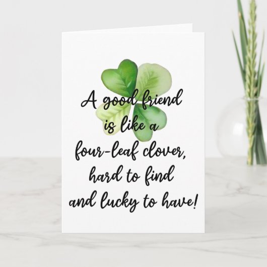 Irish Blessing Lucky 4 Leaf Clover Friendship  カード (正面)