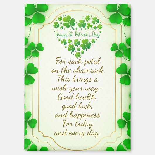 Irish blessings and shamrocks are symbols of luck マグネット (正面)