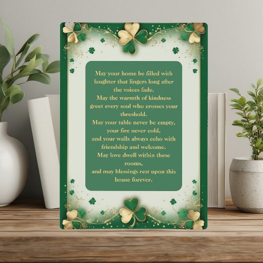 Irish Blessings for Home and Hearth Shamrock Gold フォトプラーク