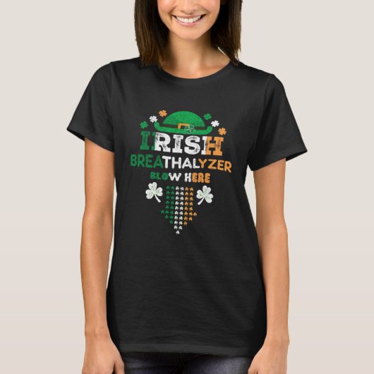 Irish Breathalyzer Blow Here St Paddy s Day Tシャツ (正面)