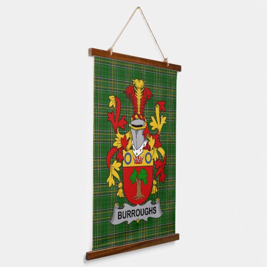 Irish Burroughs Coat of Arms Family Crest 吊り下げ型タペストリー (傾斜あり)