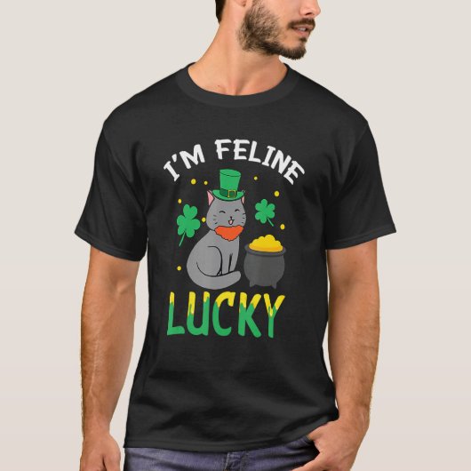 Irish Cat Leprechaun I'm Feline Lucky Cat St Patri Tシャツ (正面)