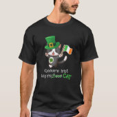 Irish Cat Leprechaun - Shamrock And Ireland Flag Tシャツ (正面)