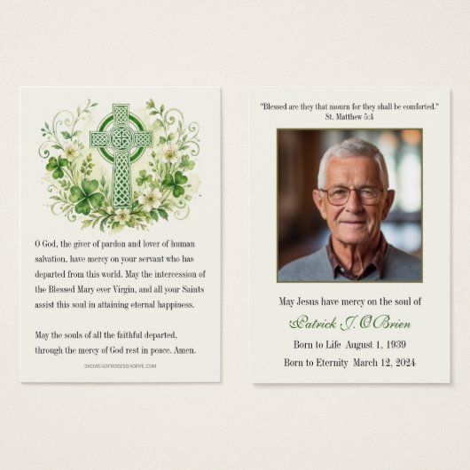 Irish Celtic Cross Floral Funeral Memorial Prayer (正面&裏面)