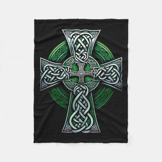 Irish Celtic Cross Knot Christian Holy Trinity Sco フリースブランケット (正面)