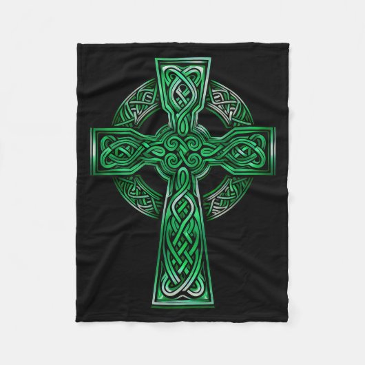 Irish Celtic Cross Knot Christian Holy Trinity Sco フリースブランケット (正面)