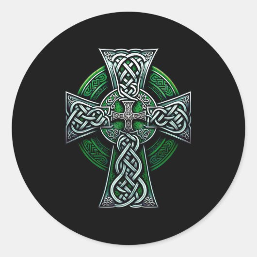 Irish Celtic Cross Knot Christian Holy Trinity Sco ラウンドシール (正面)