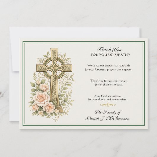Irish Celtic Cross Memorial Scripture Thank You サンキューカード (正面)