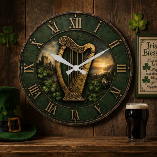 Irish Celtic Harp ラージ壁時計