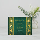 Irish Celtic St Patricks Save the Date Card 箔シーズンポストカード (立ち正面)