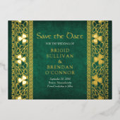 Irish Celtic St Patricks Save the Date Card 箔シーズンポストカード (正面)