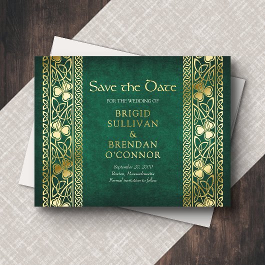 Irish Celtic St Patricks Save the Date Card 箔シーズンポストカード