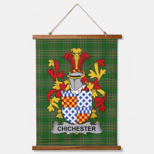 Irish Chichester Coat of Arms Family Crest 吊り下げ型タペストリー (正面)
