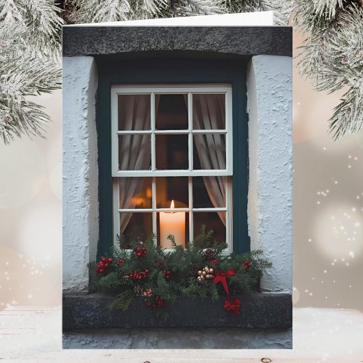 Irish Christmas Candle in Window Happy Christmas カード