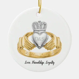 Irish Claddagh Ring Personalised セラミックオーナメント