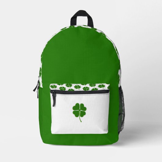 Irish Clover Pattern Backpack プリントバックパック (正面)