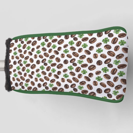 Irish Coffee Beans and Shamrocks Funny Design ゴルフヘッドカバー (正面)