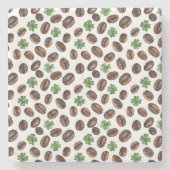 Irish Coffee Beans and Shamrocks Funny Design ストーンコースター (正面)