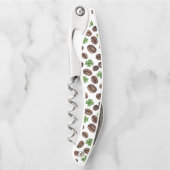 Irish Coffee Beans and Shamrocks Funny Design ソムリエナイフ (正面)