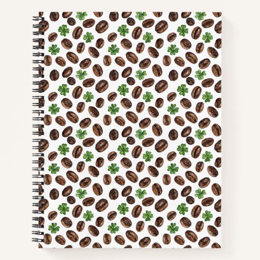 Irish Coffee Beans and Shamrocks Funny Design ノートブック (正面)