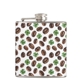 Irish Coffee Beans and Shamrocks Funny Design フラスク